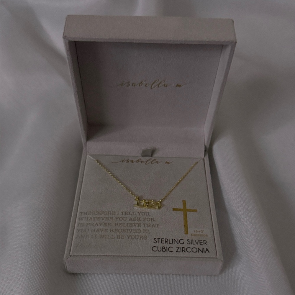 Isabella M Gold Necklace with Sterling Silver Cross Pendant